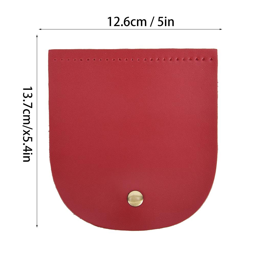 Bag Cover Split Leather Magnetic Buckle Hand Made Handbag Parts with Bronze Accessories 12.6x13.7cm(Brown )