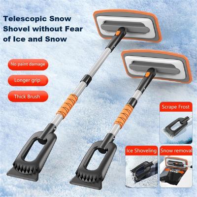 35in To 27in Extendable Snow Removel Kits,Ice Scraper For Car Windshield, With 180° Pivoting Brush Head,Snow Shovel For Snow Removal,Truck SUV Van RV