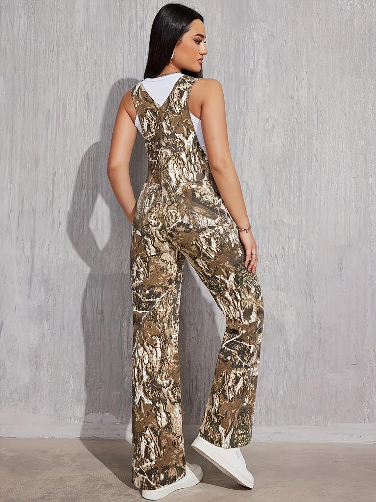 European/American Women's Camouflage Jumpsuit - Non-Elastic, Spring/Autumn Fashion 18208