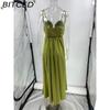 BITCED Summer Sexy Spaghetti Strap U-Neckline Resort Maxi Dress with Full Skirt