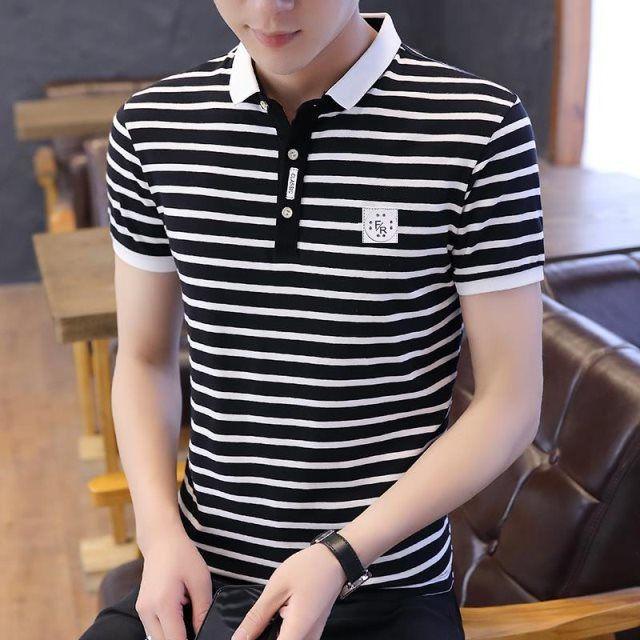 Pánská klasická proužkovaná polokošile bavlna s krátkým rukávem 2023 Summer Plus Oversize