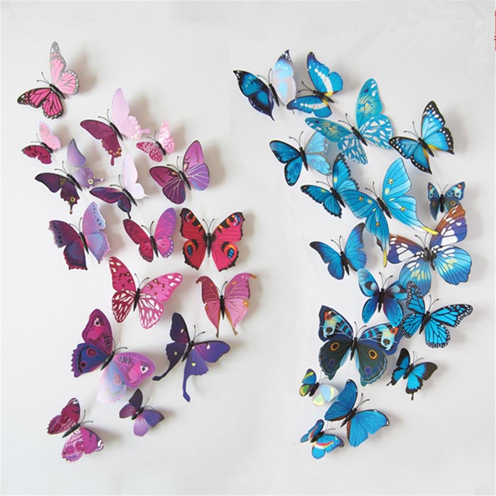 12Pcs 3D Stereoscopic Butterfly Wall Stickers Home Living Room Decor
