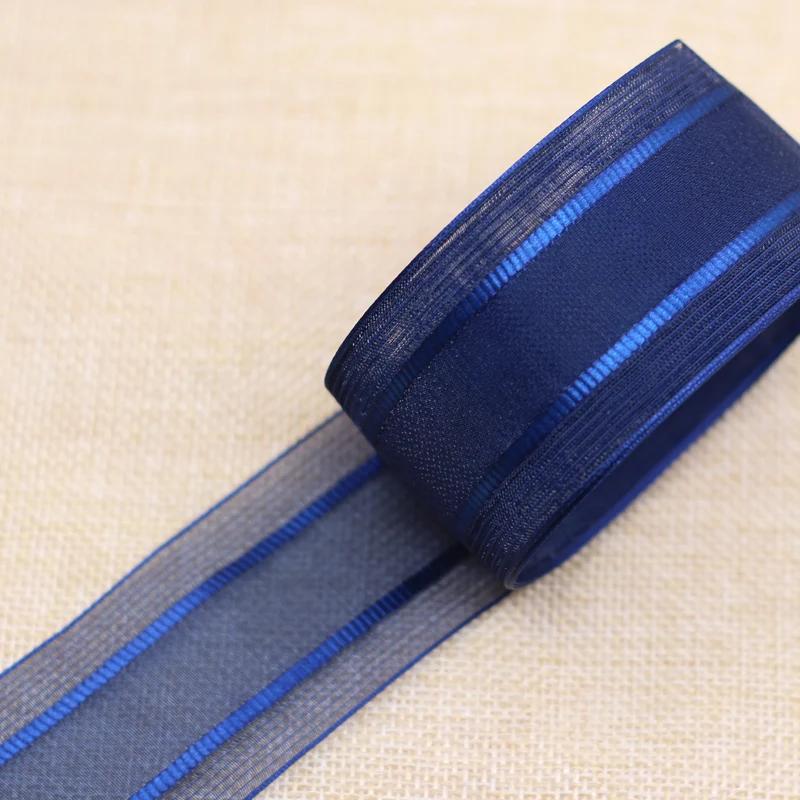 Hot sale 38MM Chromatic stripe chiffon Printin Ribbon Belt DIY Handmade bowknot Hair Accessories Decoration supplies 1 meter/lot