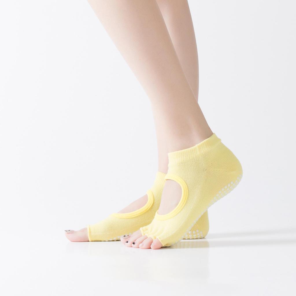 Women's Open-Toe & Open-Back Anti-Slip Yoga Socks with Five-Finger Design