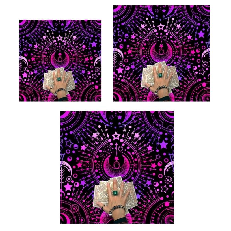 Tarots Card Tablecloth Altars Cloth Mysterious Moon Astrologys Tablecloth Table Mat Square Divinations Tapestry