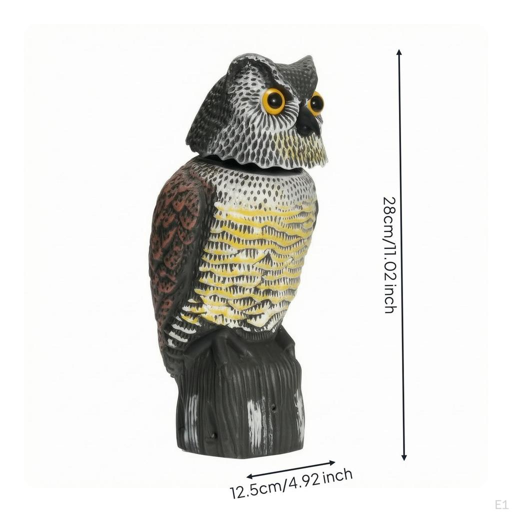 Owl Statue with Rotating Head | Sturdy Weighted Pedestal Base, Detailed FauxFeather Texture,