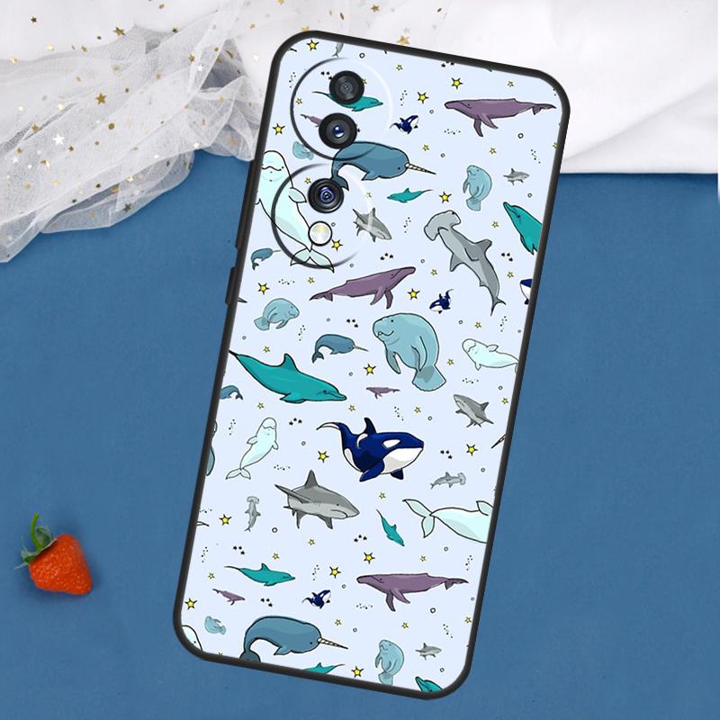 Sea Whale Narwhals Case For Honor Magic 8 7 5 6 Pro 200 400 50 70 90 Lite Win RT X8c X8b X9a X9b X9c X9d Cover