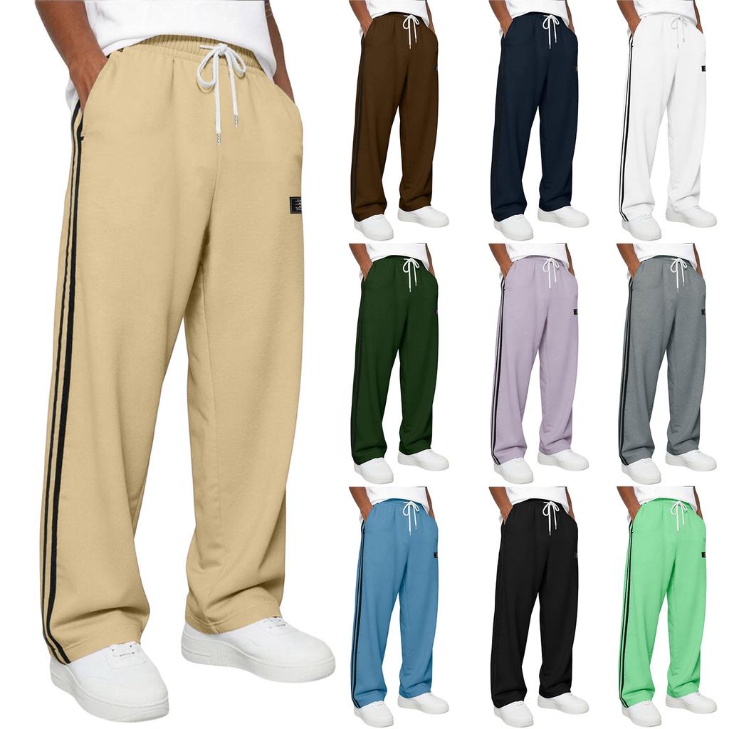 Pantaloni della tuta larghi da uomo con coulisse in vita e laterali per lo sport e il tempo libero