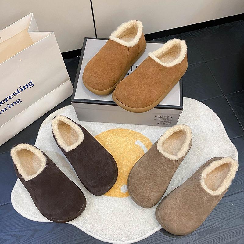 Plush women's fluffy shoes, wear new autumn and winter small potatoes, snow boots, warm Doudou cotton shoes