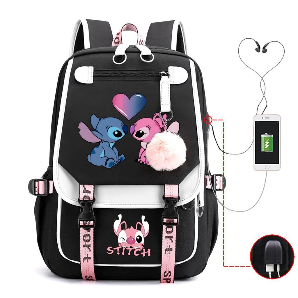 Children'S School Bag Contrasting Color Neutral Backpack Animation Printing Primary And Secondary School Students