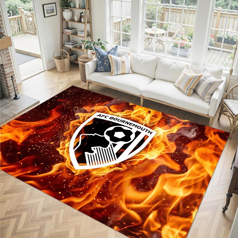 Bournemouth Football Design Crystal Velvet Carpet Cozy Non?Slip Printed Rug For Bedroom Living Room Entrance