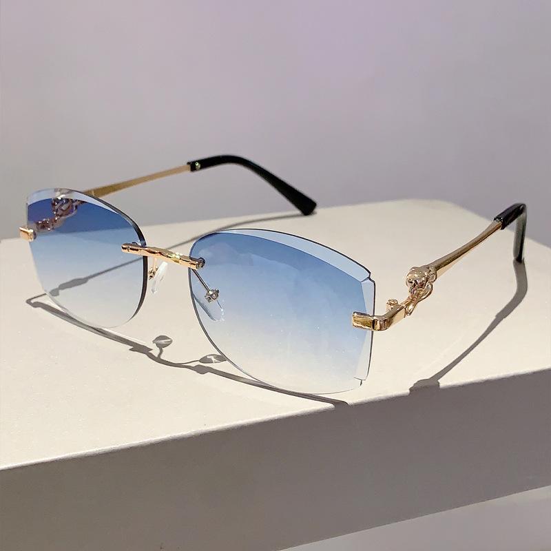 Fashion Vintage Irregular Rimless Sunglasses Women For Men  Luxury Brand Designer Sun Glasses Punk Popular Pink Metal Shades