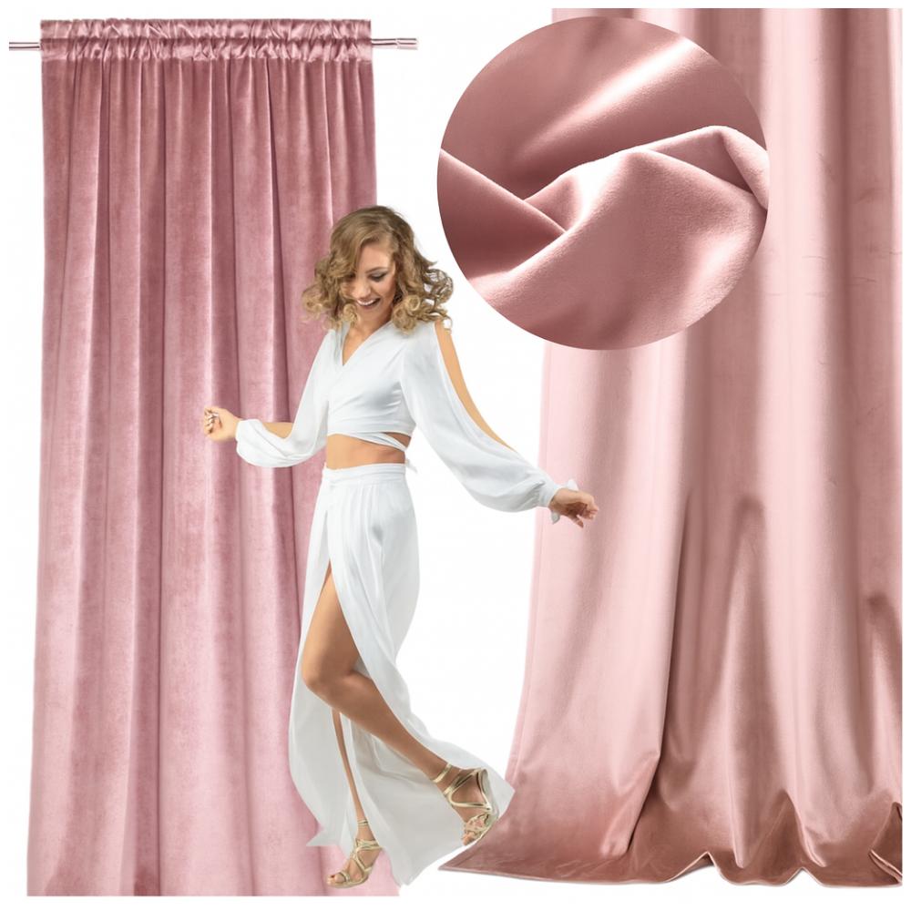 Velvet curtain on a ribbon - pink