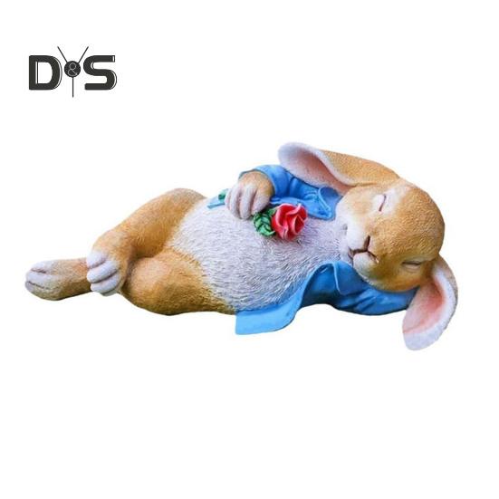 

Садовая фигурка спящего кролика, смоляная статуэтка лежащего розового кролика, скульптура животного, украшение для дома, офиса, интерьера и улицы, орнамент Rabbit