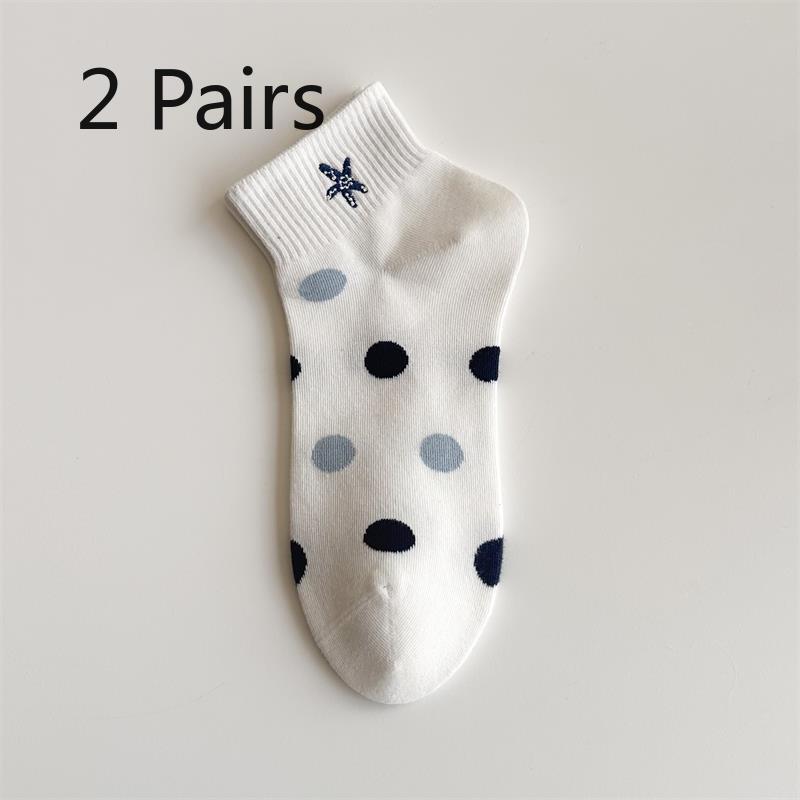 2 Pairs of Embroidered Cartoon Pattern Short Socks, Short-tube Cotton Socks, Breathable and Cute, Suitable for Spring and Summer, Children's Socks