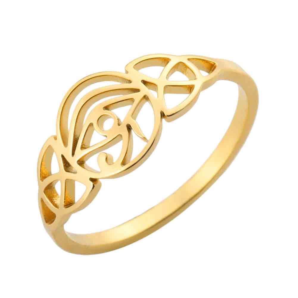 Dawapara Egyptian Ankh Cross and Eye of Horus Elegant Ring Stainless Steel Wedding Band Religious Gift