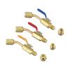 6PCS Copper Angle Ball Valves for Automotive Air Conditioning Systems with 14 Inch SAE Connectors for HVAC Tools