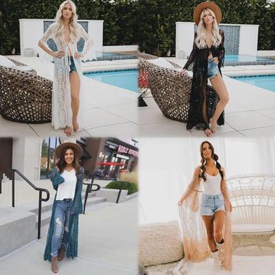 Lace Beach Cardigan: Cross-border Bikini Cover-Up and Seaside Swimsuit Sunscreen Jacket for Beach Vacations.