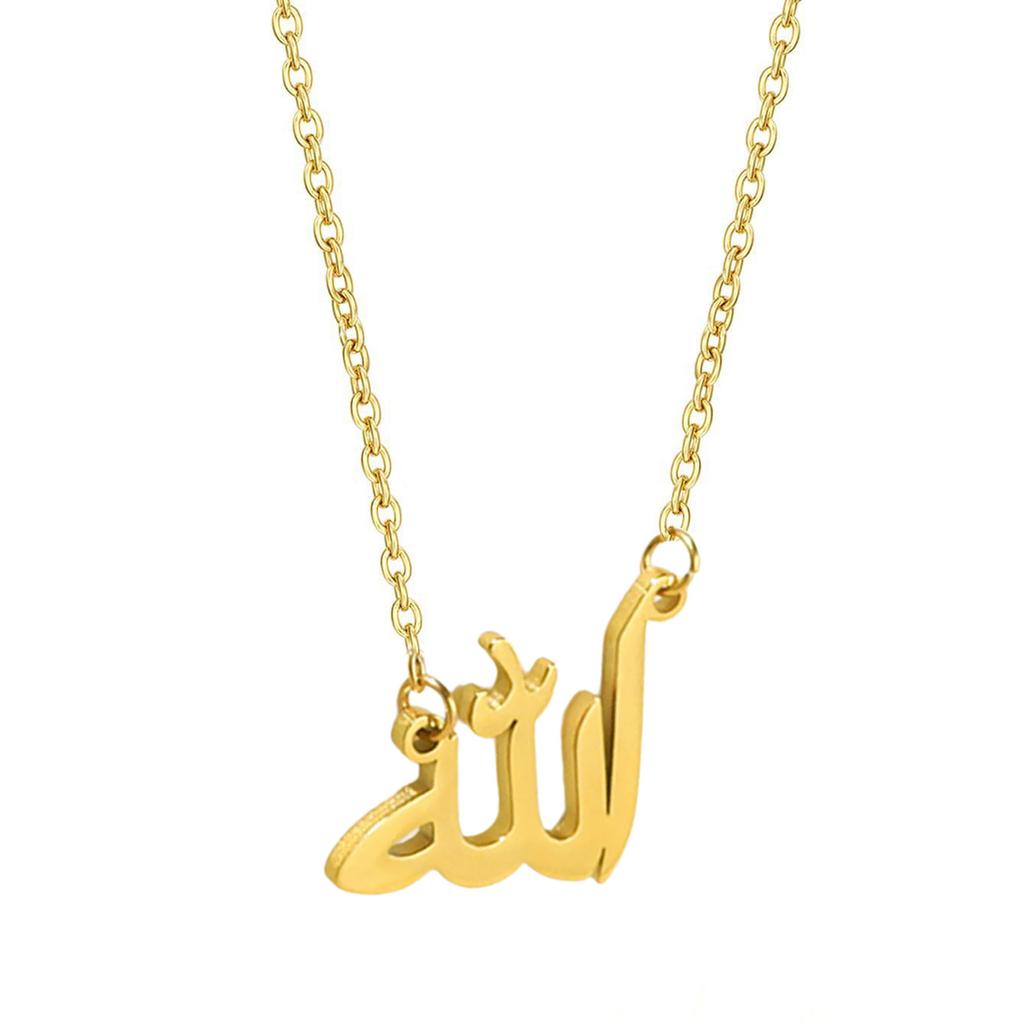 Arabic Symbol Pendant Necklace Stainless Steel Personalized Neckchain Unique Muslims Islamic Collarbone Chain Jewelry