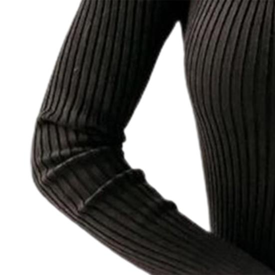 Dámský pulovr Textura žebrování Udržuje teplo Jednobarevný Stylový dámský pletený top pro volný čas
