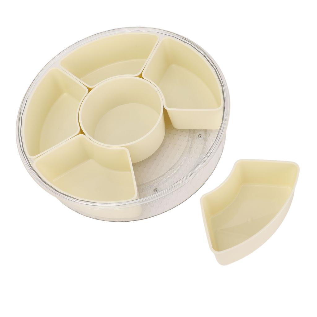 360° Rotating Divider Tray 6 Compartments Compact Sealed Snack Tray Divided Serving Tray for Road Tr