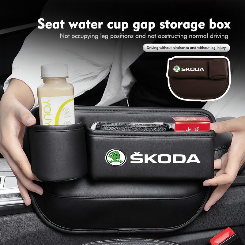 AAABT1 Car Front Seat Crevice Storage Box Pocket Cup Key Phone Holder Accessories For Skoda Octavia Superb RAPID FABIA KAMIQ KAROQ