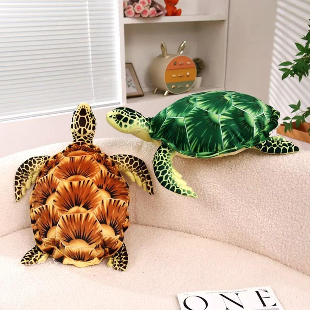 Cute Design Simulated Turtle Hug Pillow Soft Material Prone Cartoon Animals Desktop Decor