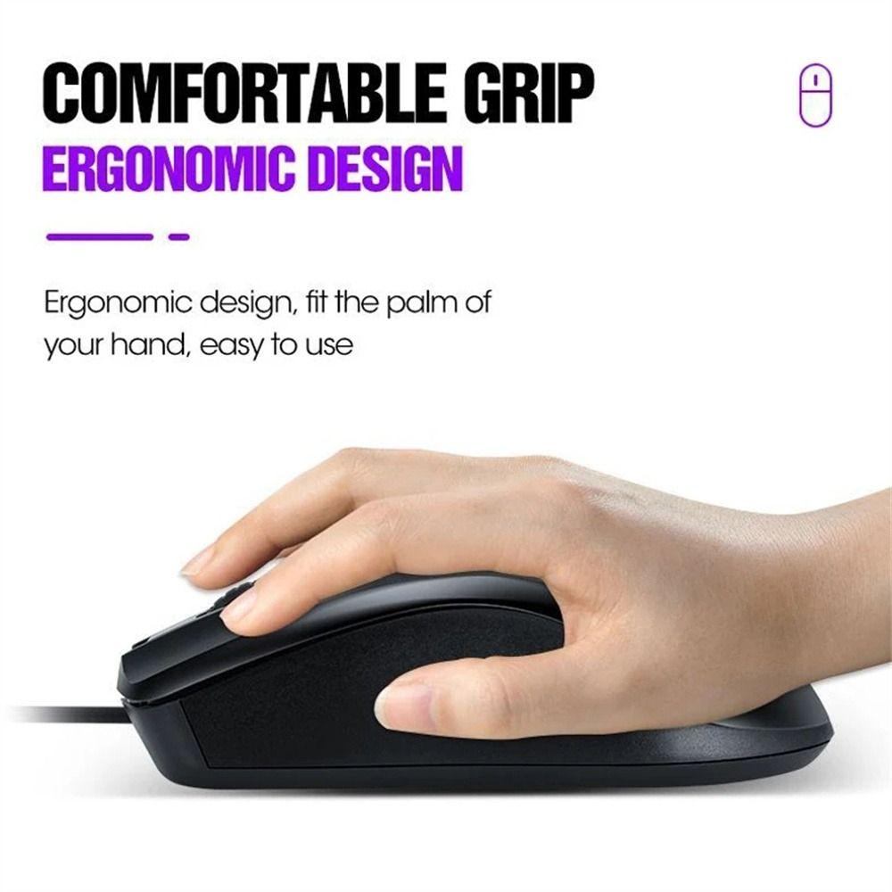 1000DPI USB Optical Mouse 3 Buttons Silent Click Mice Comfortable Wired Mouse Laptop Notebook