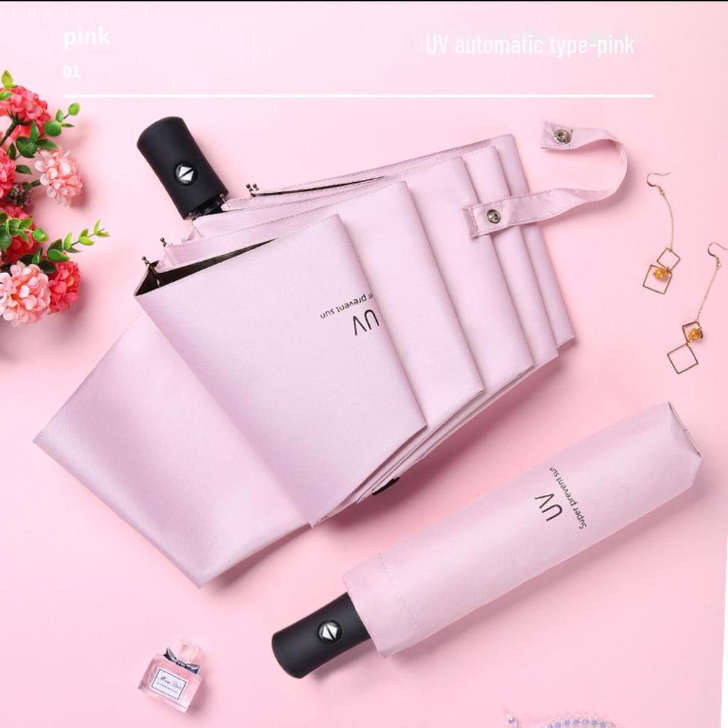 Parapluie pliant automatique pour femme avec protection UV et logo