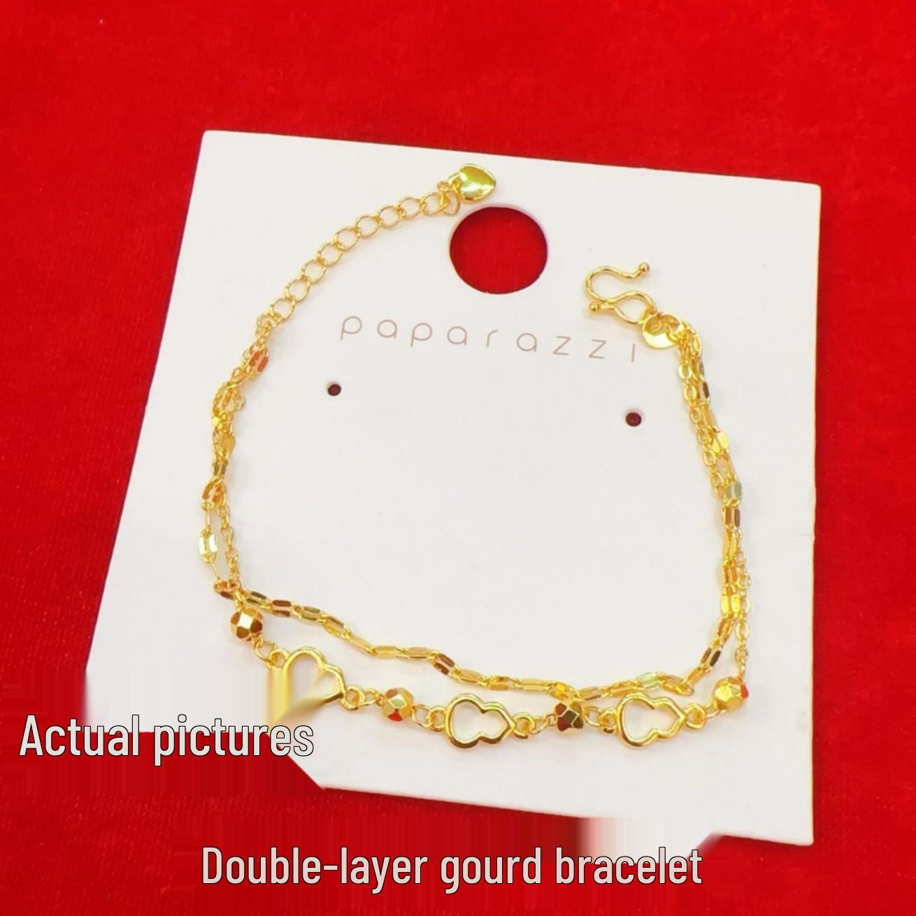 Золотой Двухслойный Браслет-Тыква для Женщин - Полый ФУЛУ Обычная Цепочка Украшение, Подарок на Циси День Святого Валентина