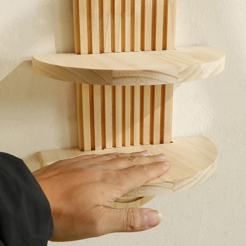 Scaffale da Parete in Legno a Doppio Strato Stile Boho Chic per Ambienti Domestici Eleganti