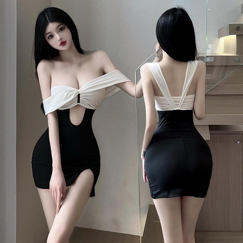 Sexy Dress Secretary Uniform Temptation Split Fork Wrap Buttock Skirt Babydoll Cosplay Exotic Costume Desire Hot Girl Sleepwear