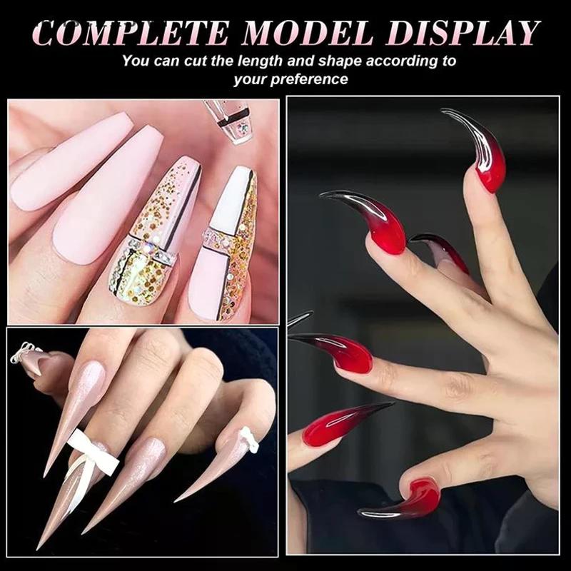 3D Eagle Claw Curved Fake Reusable Nails Full Cover Press On Nail Forms Molds Crystal Nail Extension Tip Suitable For Nail