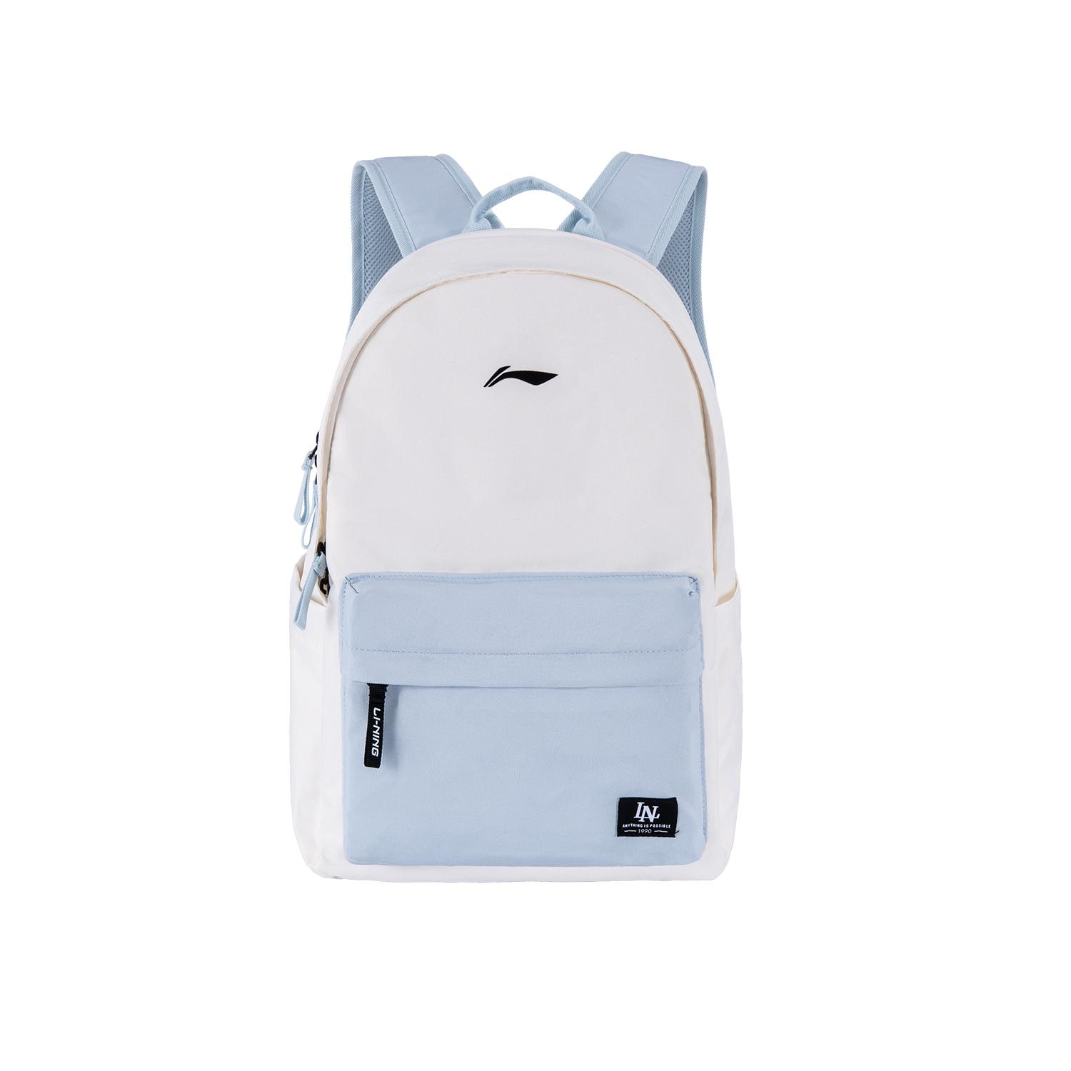 Li Ning Polyester Backpack Unisex White Blue ABSW451-5