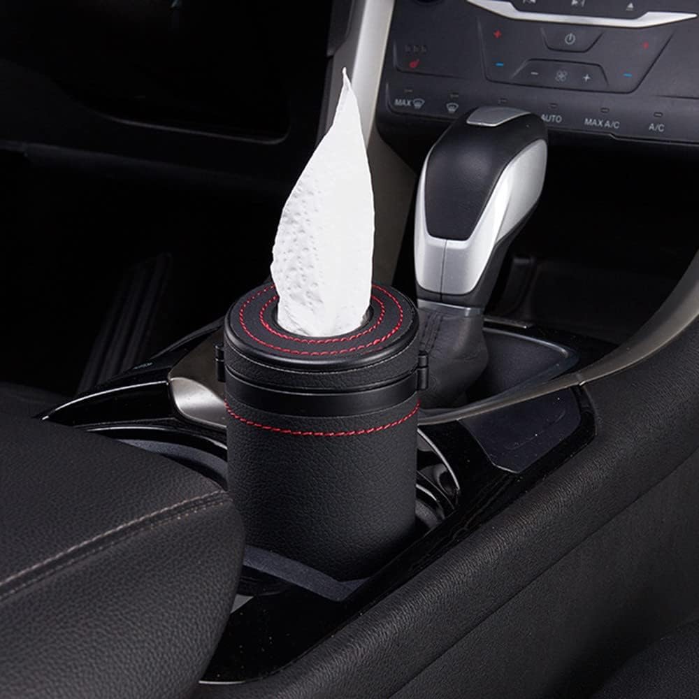 Car Tissue Tube, Cylinder Tissue Box Diameter 2.75'' PU Leather Round Tissues Container For Car Cup Holder, Up To 30 Count Tissue