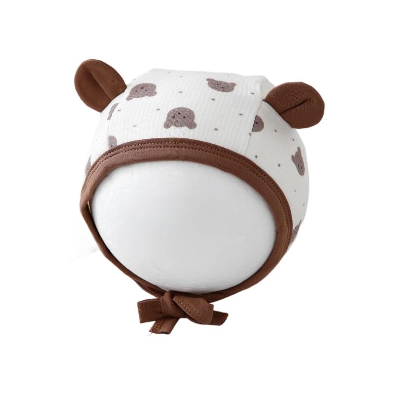 Breathable Infant Fetal Cap Breathable Cotton Polyester Bonnet For Newborns 0-5 Months Ear Covering Design
