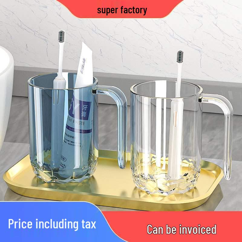 Hitzebeständiger PET-Mundspülbecher mit Griff - Originelles schlichtes Design, Transparent, Fleckenbeständig, Zahnbürstenbecher in Lebensmittelqualität