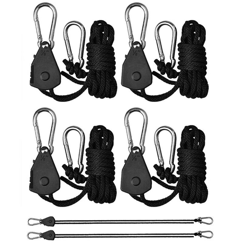 4pcs Adjustable 8inch Lanyard Hanging for Tent Fan Grow Plant Lamp Pulley Ropes Pulley Lifting Pulley Hook