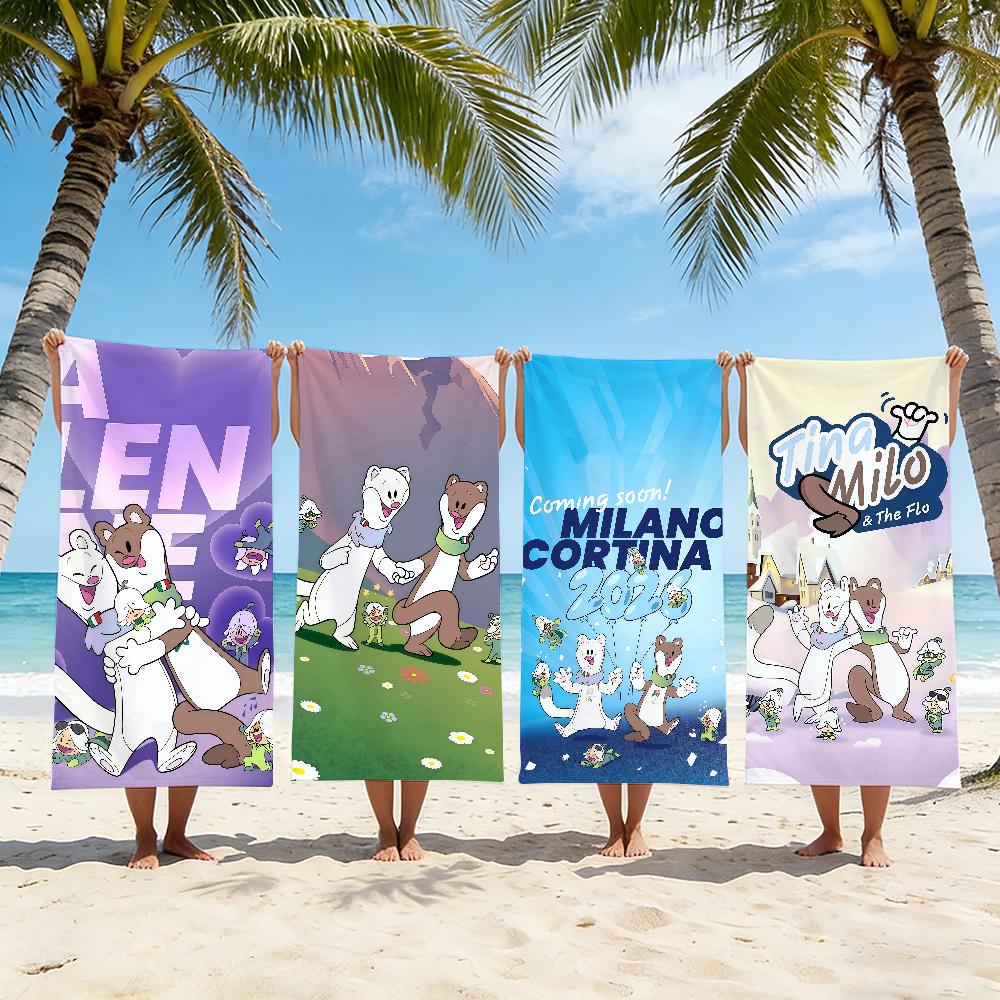 Cute T-Tina and M-Milo Towel Beach Towel Travel Lightweight Skin Friendly for Pool Beach Camping Cruise Summer