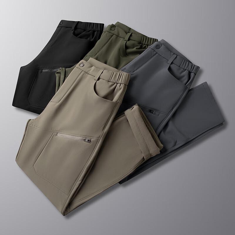 Men's Plus Size Fleece-Lined Straight Leg Outdoor Casual Pants