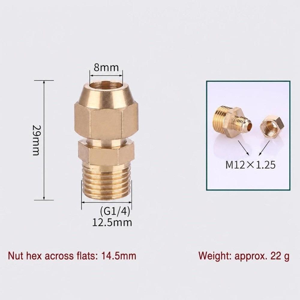 Brass Flare Adapter 1/4" 3/8" 1/2" Male Thread Male Thread Connector  Refrigerant Line Connection