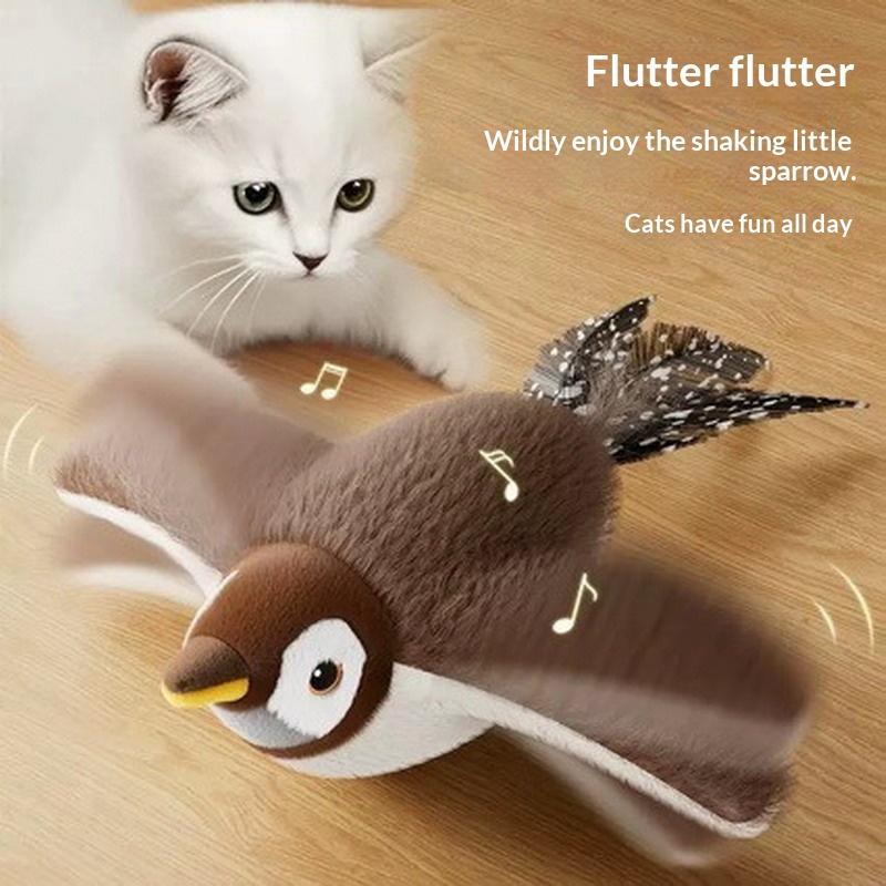 Simulated Bird Cat Toy Interactive Toys Dog Rechargeable Chirping Flapping Bird(No Flying) Touch Activated Plush Pet Toy