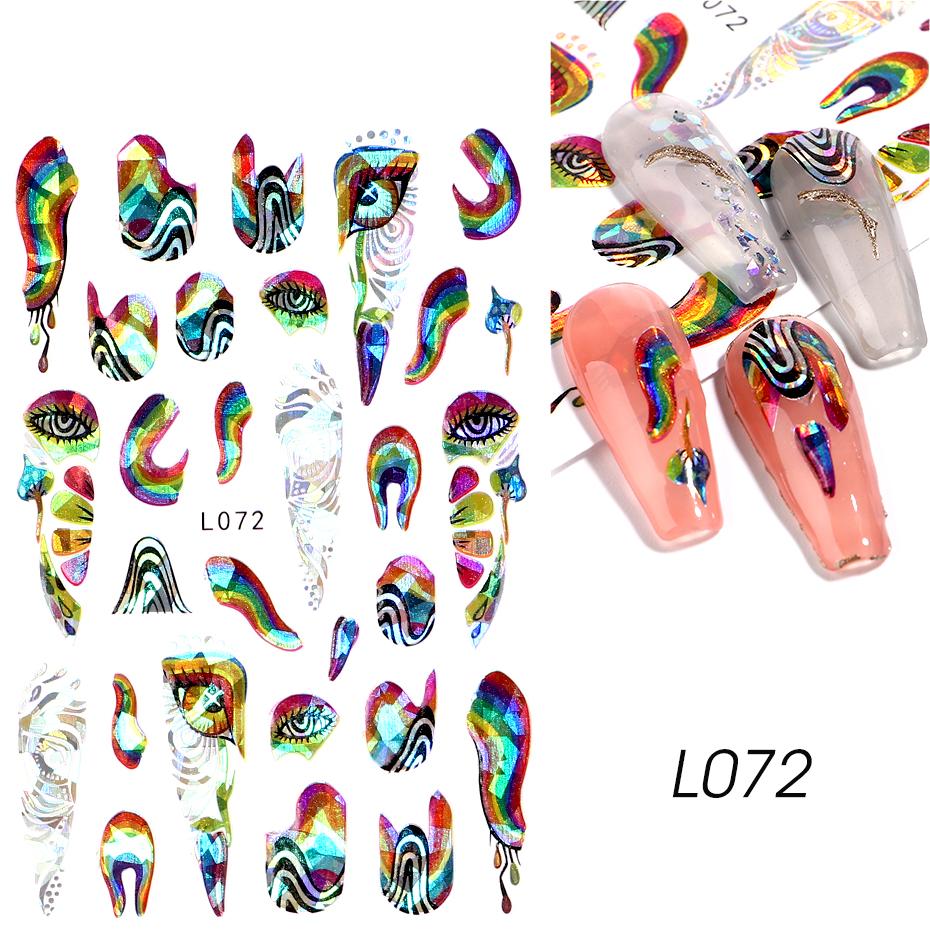 

Блестящие цветы наклейки для ногтей 3D лазерные красочные наклейки в виде листьев и бабочек самоклеющиеся слайдеры для дизайна ногтей декор голографическая фольга HMM