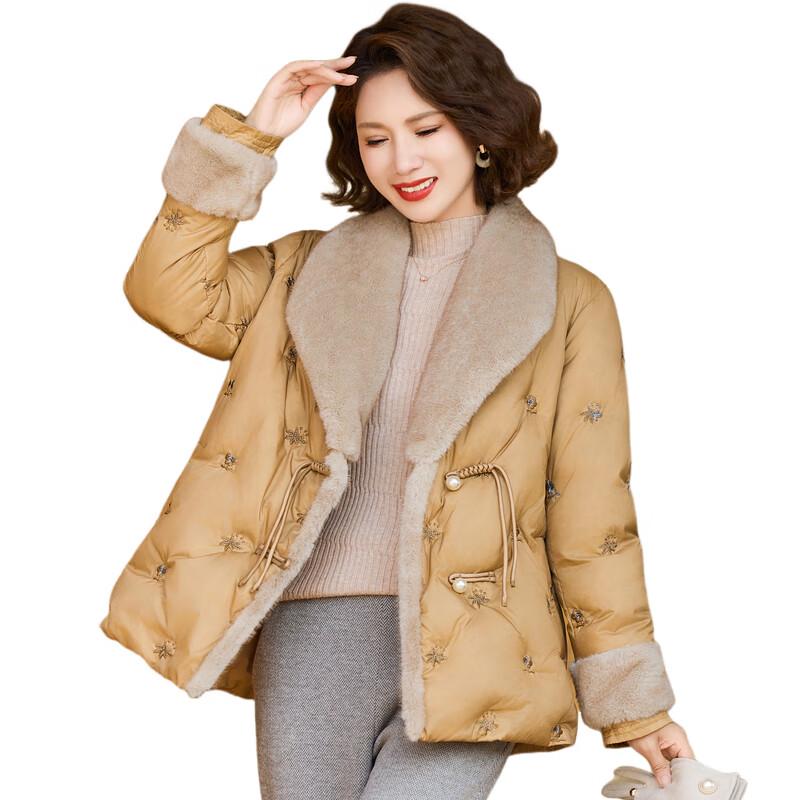 Yonghua Damen Daunenjacke im neuen chinesischen Stil mit besticktem Pelzkragen