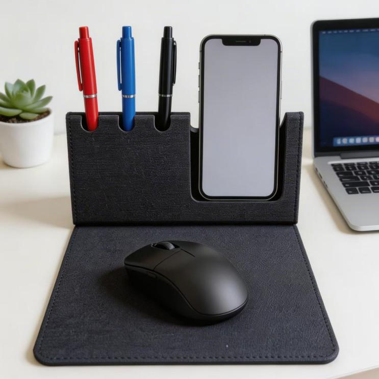 3-in-1 Mouse Pad: Desktop Pen Holder & Phone Stand