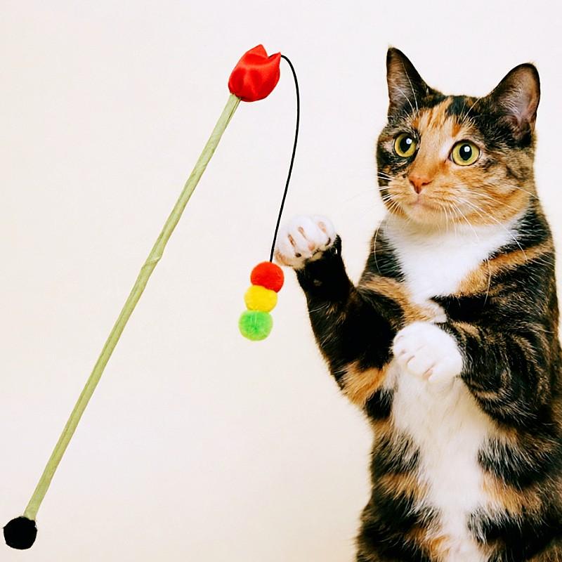 Cat Toys Colorful Flower Stick Cat Toys Interactive Wool Ball Tassel Sticks Toy for Cats Scratching Long Handle Toy Pet Products