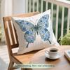 1pcs Blue Floral Butterfly Text Cushions Pillowcase Polyester Cushion Cover Throw Pillow Pillowcover Home Car Sofa Decor