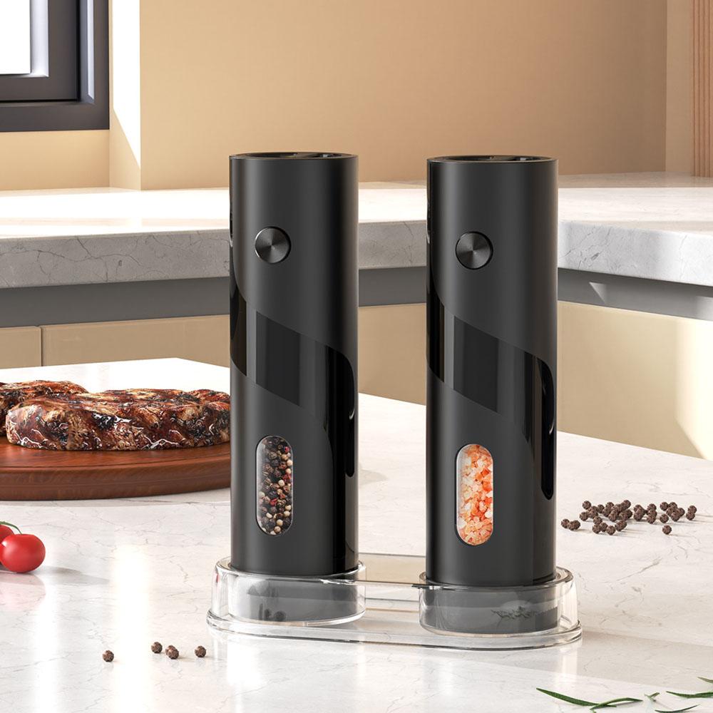 Electric Salt and Pepper Grinder Set Automatic Battery Powered Pepper Mills With 110ml Container Adjustable Coarseness Grinder