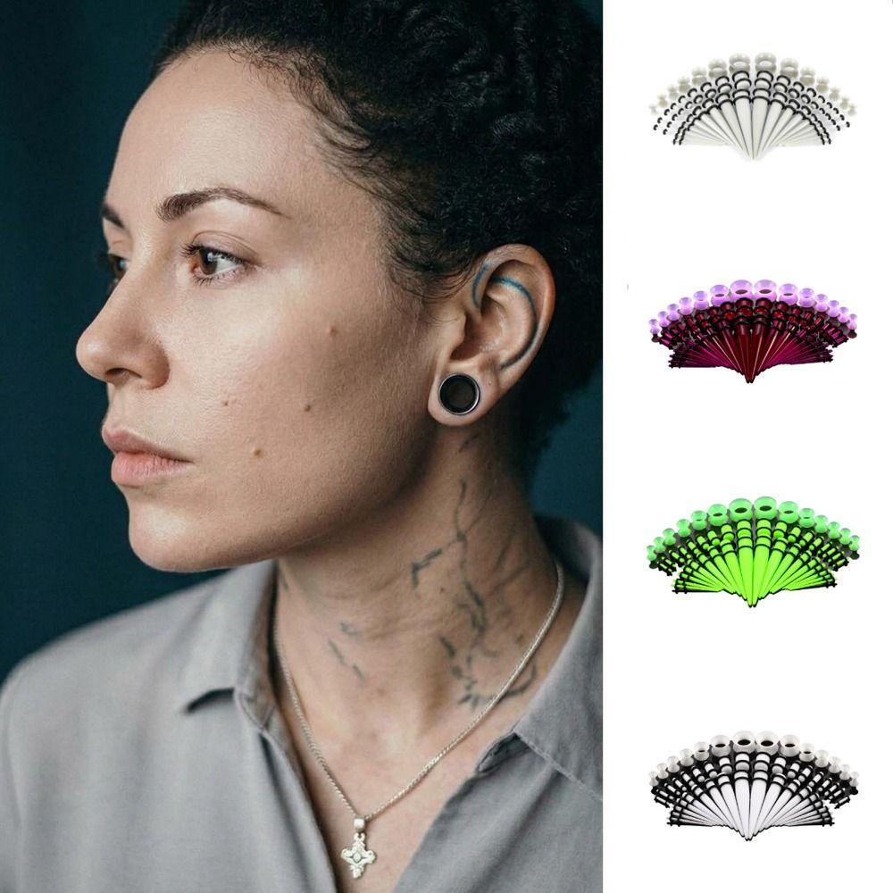 50Pcs Acrylic Ear Gauge Kit 14G-00G Ear Taper Ear Dilation Ear Stretching Kit Unisex