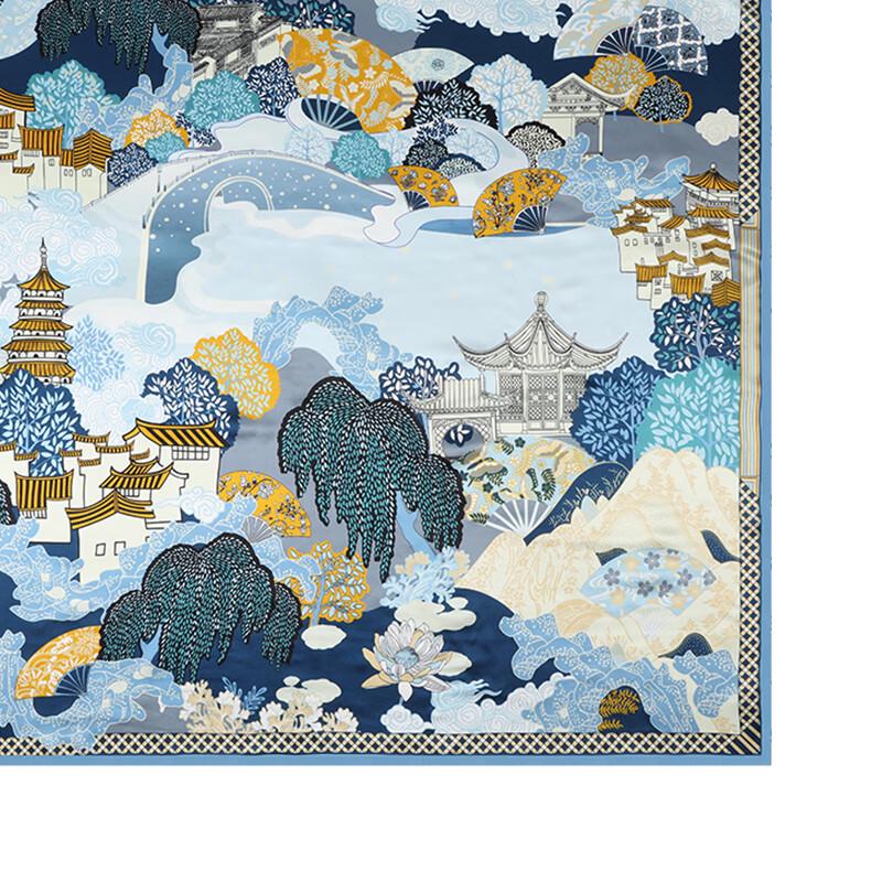 A-S037 Dream 90 Jiangnan Spring Scenery Silk Scarf